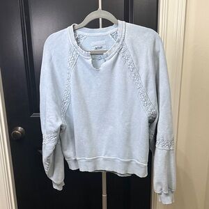 Aerie Soft Blue Lace Accent Pullover